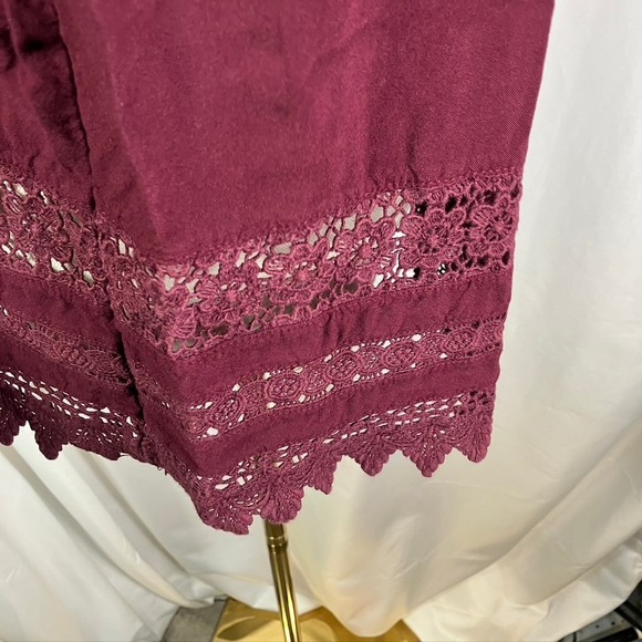 ARIAT Burgundy Long Sleeve Top with Lace Trim Womens Size‎ M - Picture 8 of 13